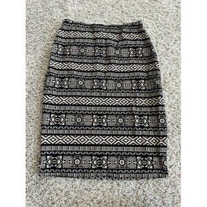 Juniors B_Envied Pencil Elastic Wasit Geometric Skirt Size Small Knee Length